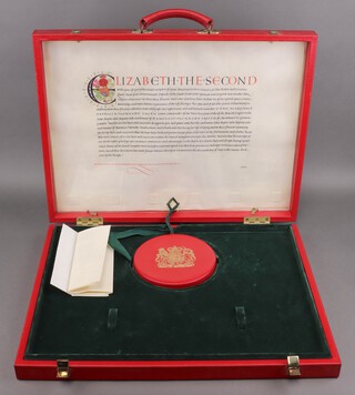 The Grant of Nobility to Baroness Counsellor Margaret Patricia Hornsby-Smith of Chiselhurst in Greater London 1974, contained within a red leather case 