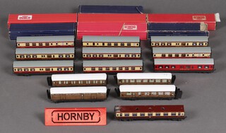 A collection of Hornby OO gauge rolling stock, restaurant cars etc