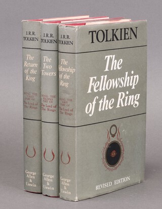 Tolkien J R R, The Lord of the Rings trilogy, Revised Edition, Allen & Unwin  London 1968, 2nd Ed 3rd Imp, each with unclipped dust cover, all maps present