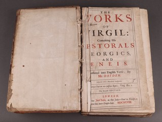 "The Works of Virgil, Containing his Pastorals Georgics and Aeneis" translated into English verse by Mr Dryden, adorned with 100 sculptures, second edition, London 1798, bound in contemporary calf, spine with raised bands, large folio  