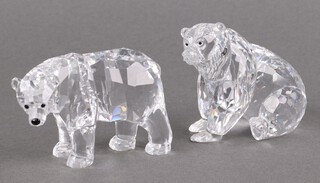 Two Swarovski Crystal figures - Mother Bear 2010, 7cm and Grizzly Bear 2006, 7cm, boxed 