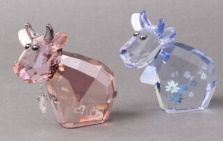 Two Swarovski Crystal Lovlots Mo Family figures - Belle Mo 2011 and Mo Cow 2015,  both 9cm, boxed