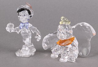 Two Swarovski Crystal Disney Collection figures - Pinocchio 2010, 10cm and Dumbo 2011, 7cm, boxed 