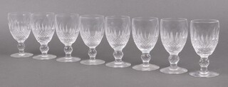 A set of 8 Waterford Crystal Colleen pattern sherry/small wine glasses 