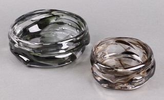 A Whitefriars glass circular Knobbly bowl 17cm and 1 other 13cm 