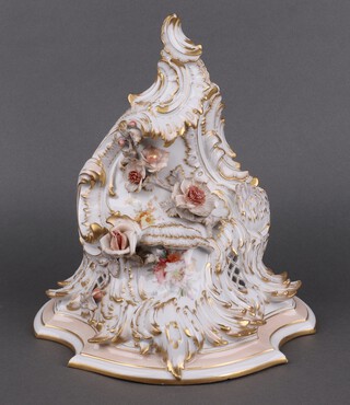 A Victorian KPM pierced porcelain bracket with floral decoration 28cm h x 24cm w x 19cm d  