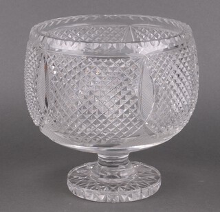 A large and impressive cut glass pedestal bowl 22cm h x 20cm diam. 