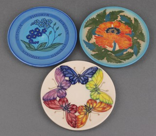 Sally Tuffin for Dennis Chinaworks, 3 pottery plates - Memories Memories no.3 16cm, butterflies no.2 and poppies no.1 