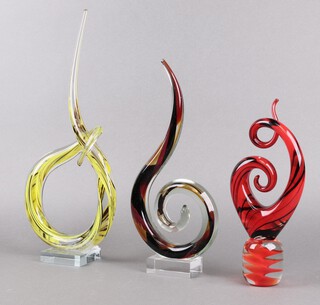 A Murano style Art Glass sculpture 43cm and 2 others 
