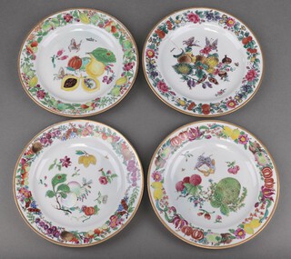 Four 18th/19th century English porcelain plates decorated fruit 20cm 