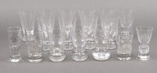 Masonic, 11 various firing glasses for Circle of Sussex Lodge no. 7906, 4 other firing glasses and 2 etched glass tumblers 