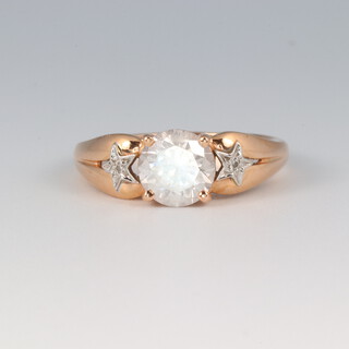 A 9ct gold ring set cubic zirconia, size L, 2.8g
