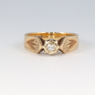 A 9ct gold and illusion diamond set ring, size L, 2.7g