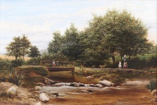 Frederick Percy Graves (1837â€“1903), "Brook, North Wales" (possibly Wych Brook), 19th century oil on canvas, signed recto, titled label verso, 39cm x 59cm, within a gilt composition frame.	