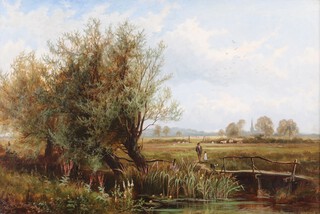 Arthur William Redgate (1860-1906), "Attenborough, near Nottingham", oil on canvas, signed and dated 1880 recto, titled verso, within a gilt composition frame.