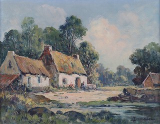 Eugene Demester (1914-1984), "Pays de Caux, France", 20th century oil on canvas, signed, 25.5cm x 33m, within a swept gilt composition frame.	