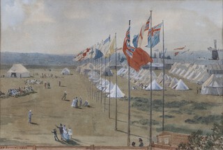 Joseph Arthur Palliser Severn (1842-1931), "A Volunteer Camp on Wimbledon Common", watercolour, signed and dated 1868, 19.5cm x 29.5m, within a gilt frame. Provenance: Sotheby's, 18th December 1980, lot no.42.
