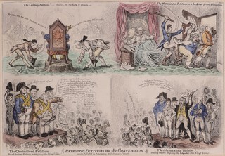 James Gillray (1757-1815), "Patriotic Petitions on the Convention", etching with hand-colouring, probably from the McLean edition circa 1830, 29cm x 42cm, within a gilt frame.	