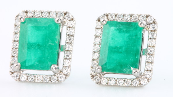 A pair of 18ct white gold emerald (4.81ct) and diamond | 28th September ...